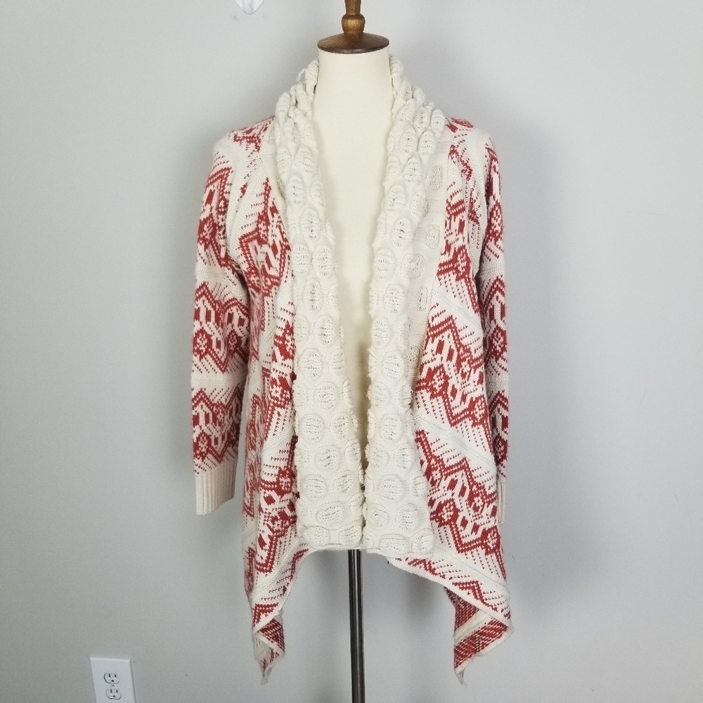 Be Loved Beige Darker Orange Sweater Cardigan S/M